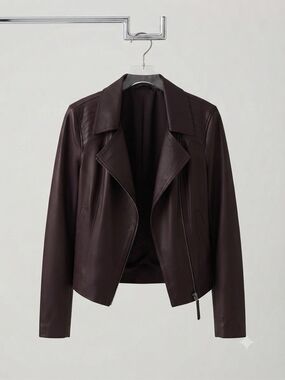 Women's Dark Purple Leather Moto Jacket